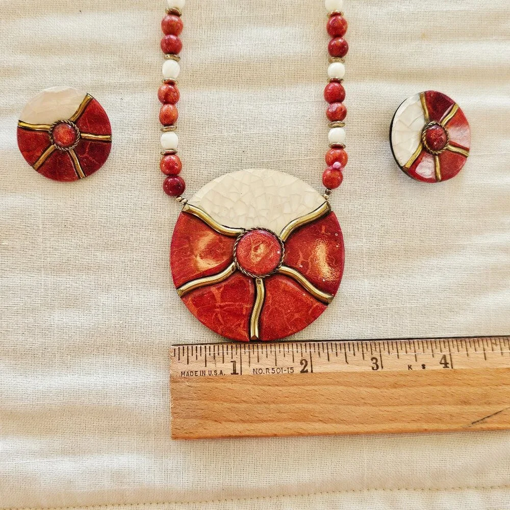Vintage, beaded, statement necklace and earrings, excellent condition - Picture 3 of 15